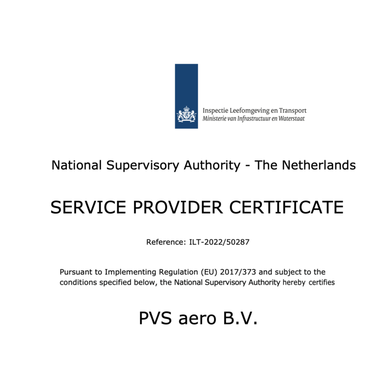 service provider certificate pvs.aero